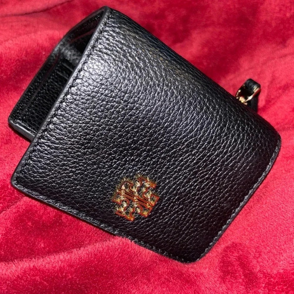 Tory Burch Trifold Compact Wallet in Black Pebbled Leather - Picture 5 of 16